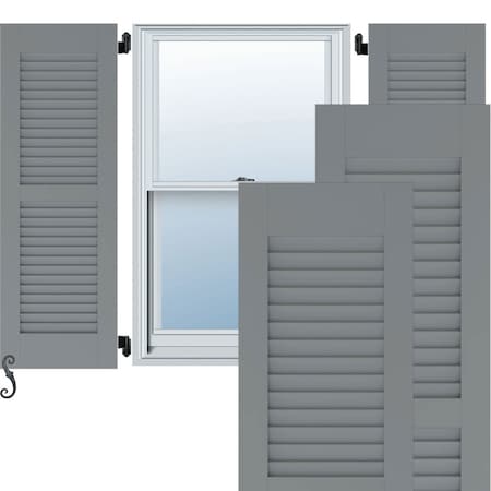 15W X 53H Americraft Two Equal Louver Exterior Real Wood Shutters, Ocean Swell